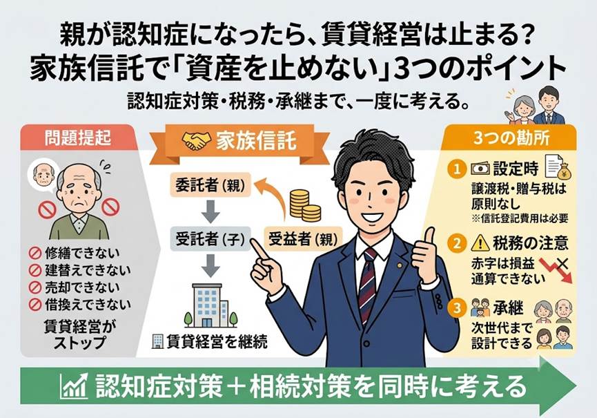 親が認知症になったら賃貸経営は止まる?——止めないための家族信託3つの勘所