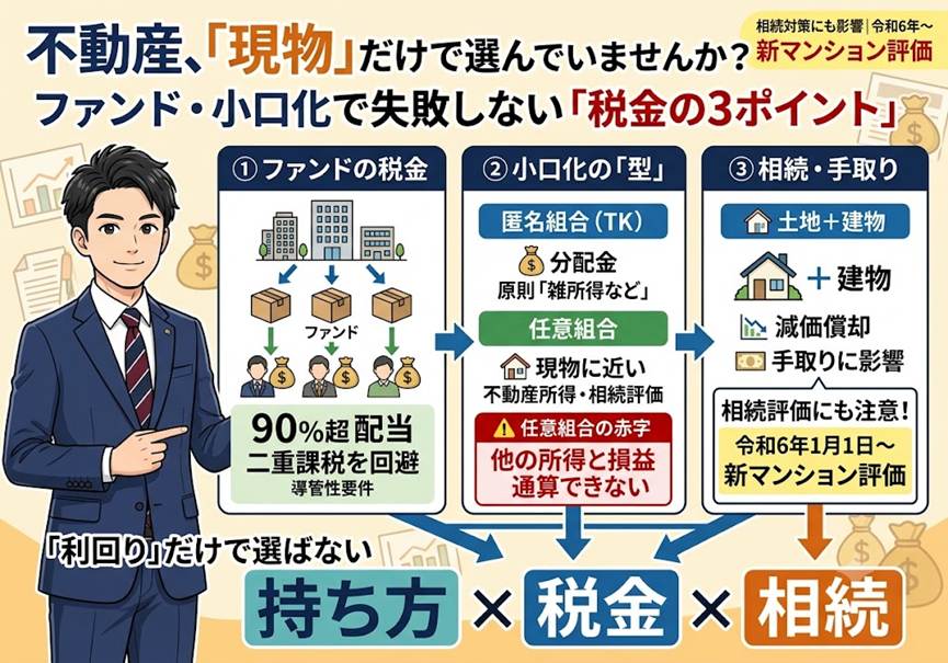 不動産は「現物」で持つしかない、と思っていませんか？——ファンド・小口化で得する前に押さえる3つの税務の勘所