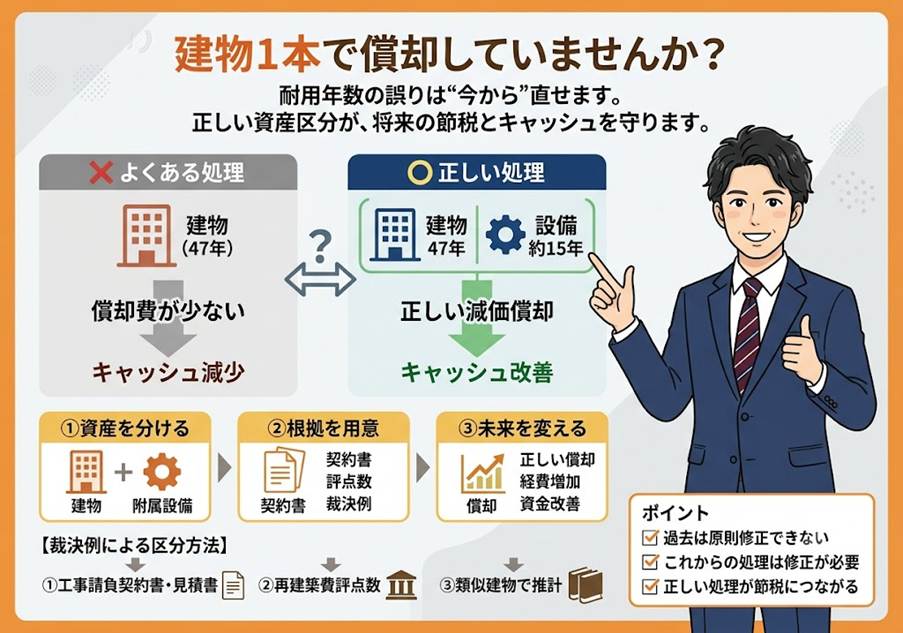 建物1本で償却していませんか？耐用年数の誤りは「これから」直すのが正解です