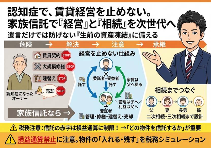 賃貸経営を止めない家族信託 認知症と二次相続への備え