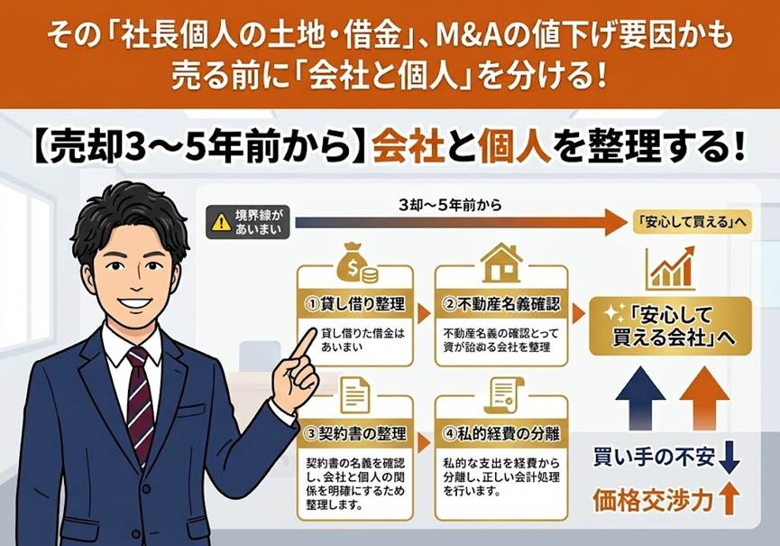 社長個人の土地・借金が、M&Aを止める ― 売却前に整える「会社との境界線」