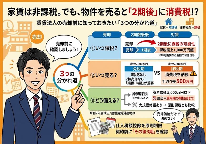家賃が非課税なら消費税は無関係？——賃貸法人が「売った2年後」につまずく3つの分かれ道