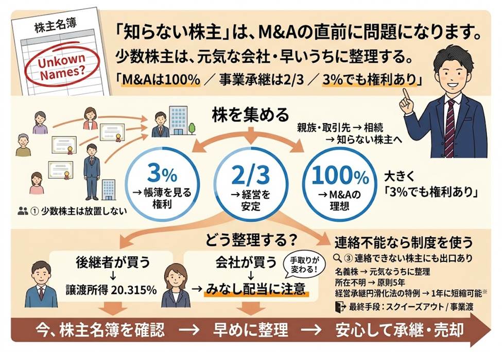 株主名簿、最後にご覧になったのはいつですか？ M&Aと事業承継の直前に必ず揉める「少数株主」の片づけ方