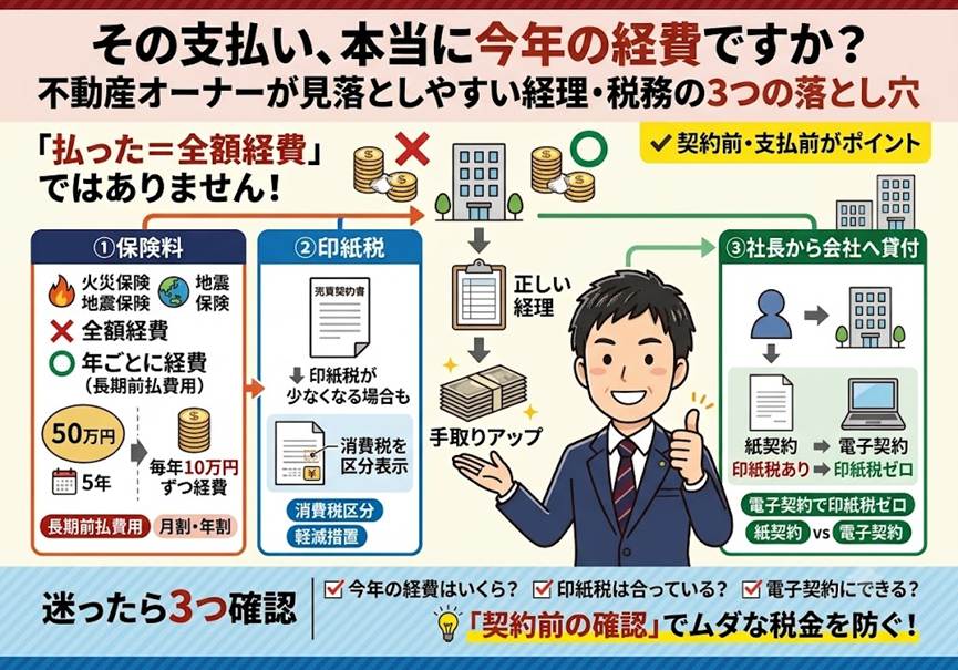その保険料、今年は全額経費にできますか？——不動産オーナーが知らずに払い過ぎる経理3つの落とし穴