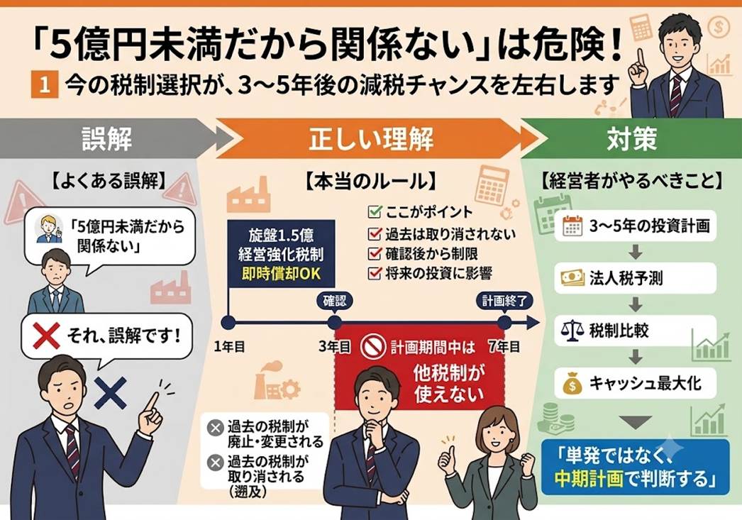 「うちは5億円未満だから関係ない」は大間違い。他税制との"併用禁止"がもたらす有利選択の落とし穴