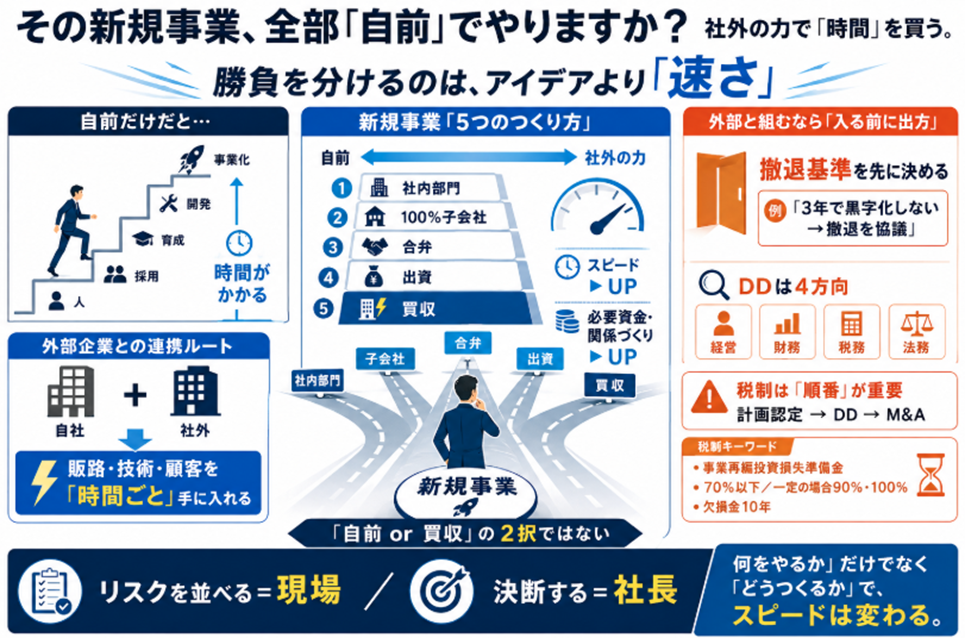 その新規事業、自前でやるべきですか──社外の力で時間を買う3つの視点