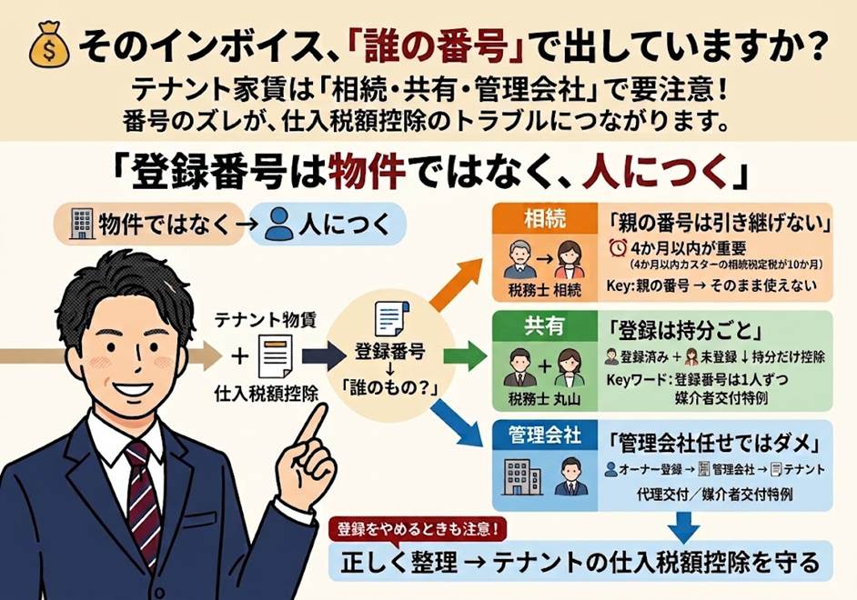 テナント家賃のインボイス、「誰の名前」で出していますか？——相続・共有・管理会社委託でつまずく3つの分かれ道