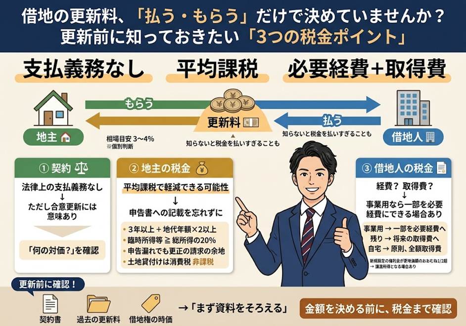 更新料は払わなくてもいい？——借地の更新で地主も借地人も取りこぼす3つの税金