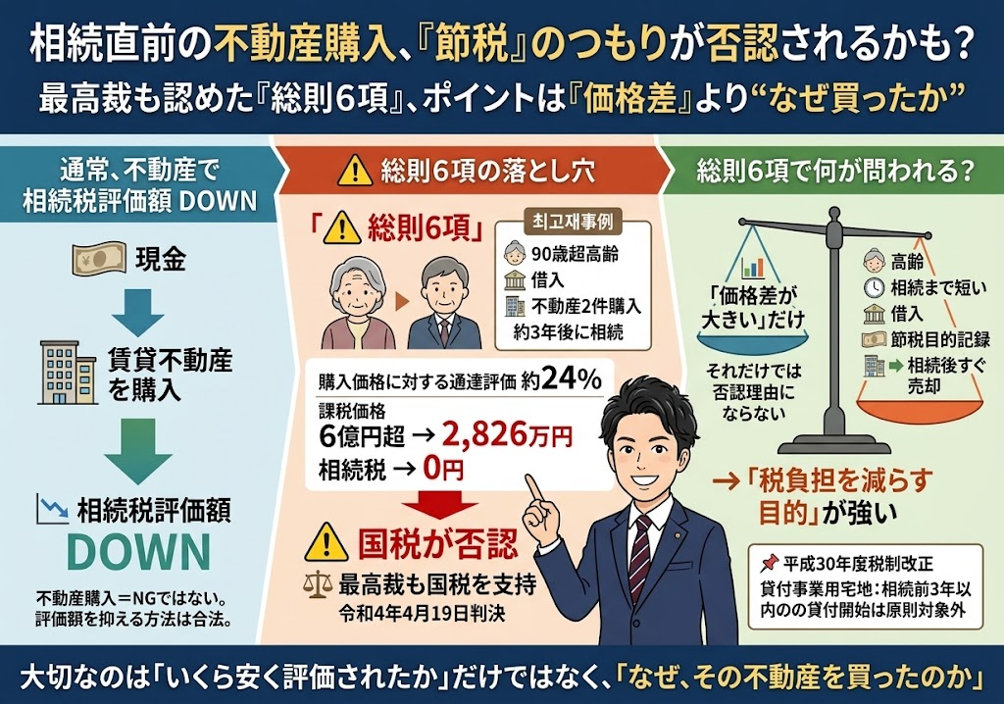 相続直前の不動産購入は危ない？最高裁も認めた「総則6項」の落とし穴