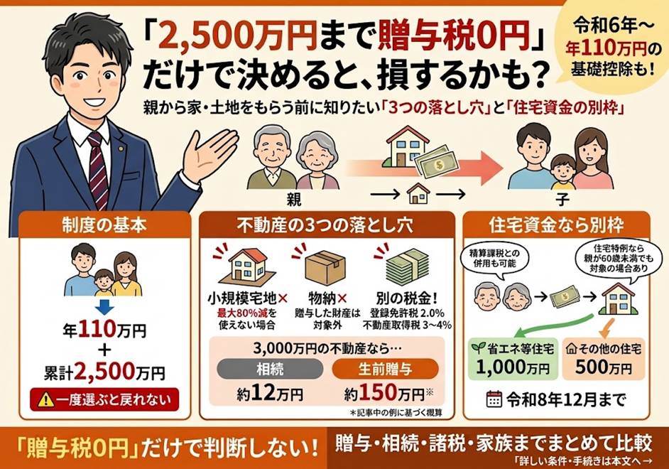 親から家や土地をもらうなら「相続時精算課税」が得?——選ぶ前に知りたい3つの落とし穴と住宅資金の別枠
